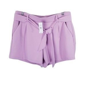 Loft Belted Shorts Pants Women Size Large Dusty Pink Lilac NWT